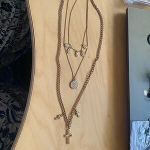 Layered Gold Tone Necklace Set